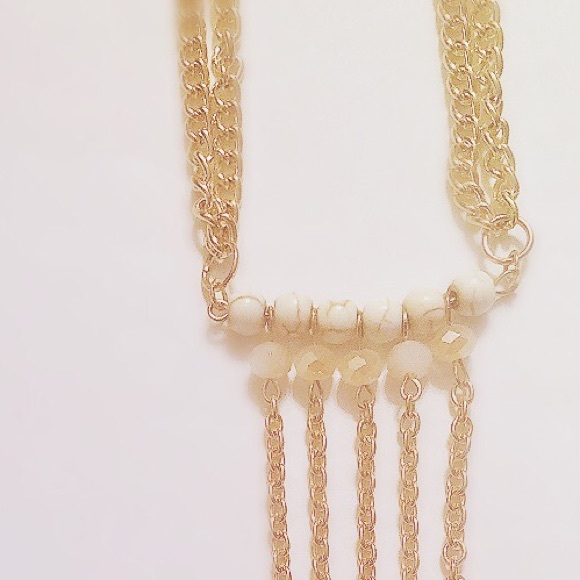 Handmade gold one of a kind necklace tiered chains - Picture 2 of 2
